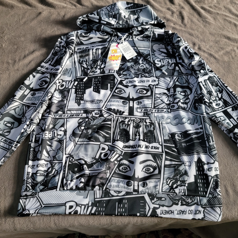 ULTRA RARE, HARD TO FIND, Snap Monochrome Comic Art Hoodie DO NOT PASS UP!!!!!! - Picture 3 of 4